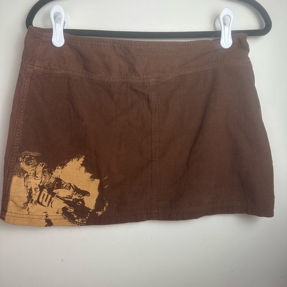 Thor Brown Corduroy 100% Cotton Y2K Vintage Motocross Graphic Micro Mini Skirt M - Picture 1 of 15